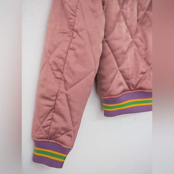 New Classic Rock Couture Satin Dusty Rose Rising Sun Bomber Jacket, Sz L - Picture 7 of 10